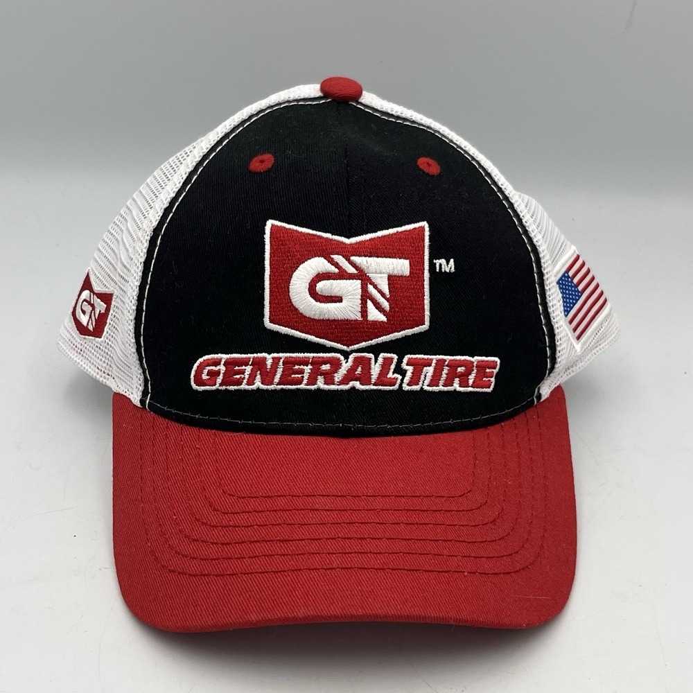 NASCAR General Tire Trucker Hat Snapback Cap New Red/White/Black USA Patch